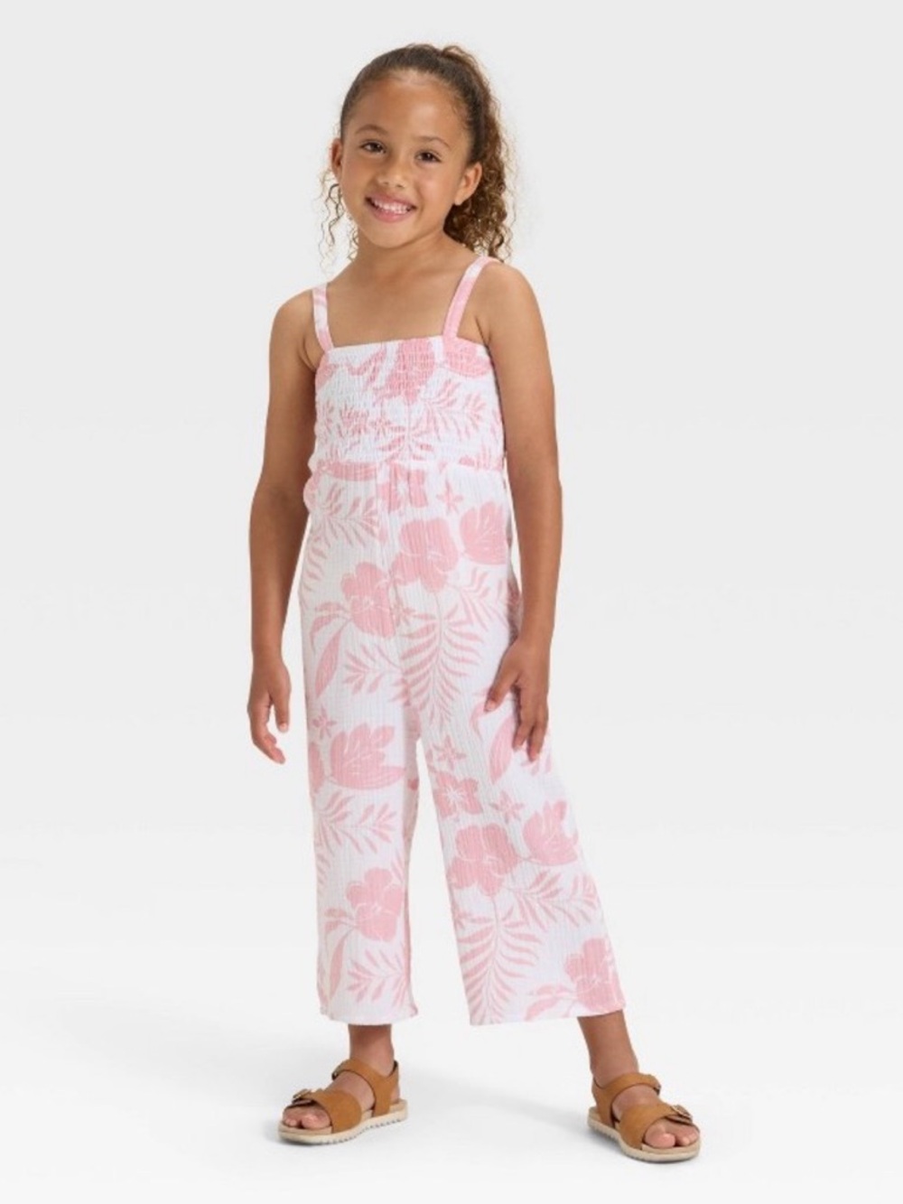 Grayson Mini Pink Floral Smocked-Top Romper